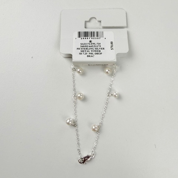 Giani Bernini Womens Sterling Silver Pearl Drop Chain Metal Design Bracelet - Picture 2 of 5